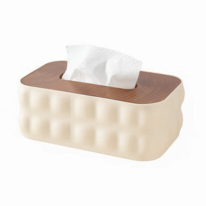 Bubble Tissue Box Holder with Wood Top