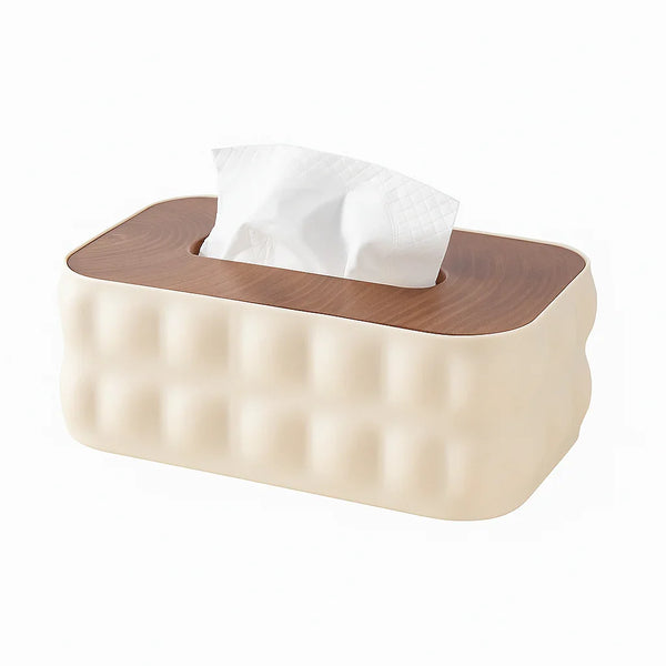 Bubble Tissue Box Holder with Wood Top
