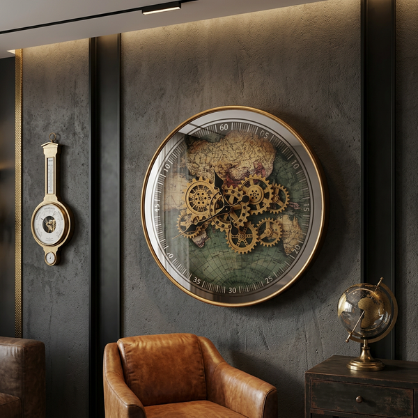 Luxury Golden Moving Gear Wall Clock
