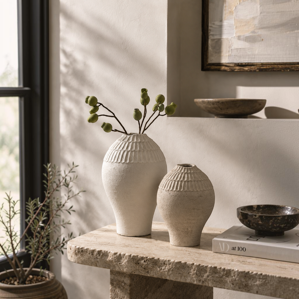 Minimalist Nordic White Ceramic Vases