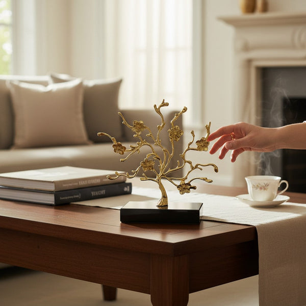 Metallic Tree Decor with Crystal Base