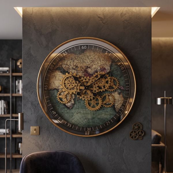 Luxury Golden Moving Gear Wall Clock