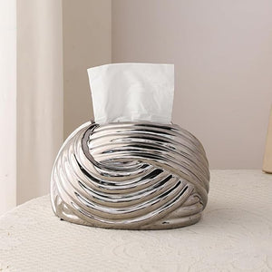 Luxe Ribbed Ceramic Tissue Box Holder