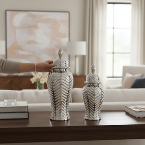 Luxury Geometric Ceramic Jars (Pair)