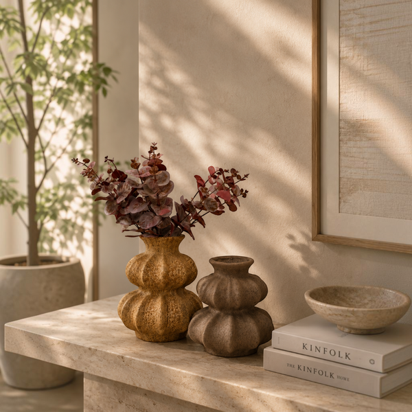 Sophisticated Sculpted Ceramic Decorative Vases