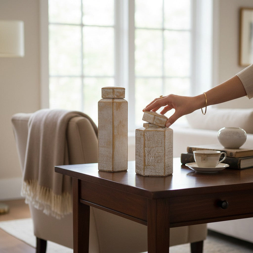 Modern Textured Decorative Jars (Pair)