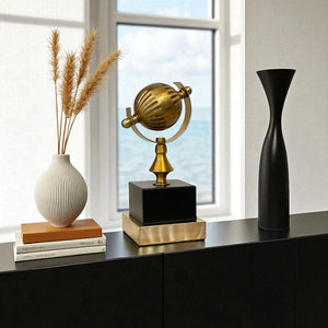 Metallic Brass Rotating Globe Decor