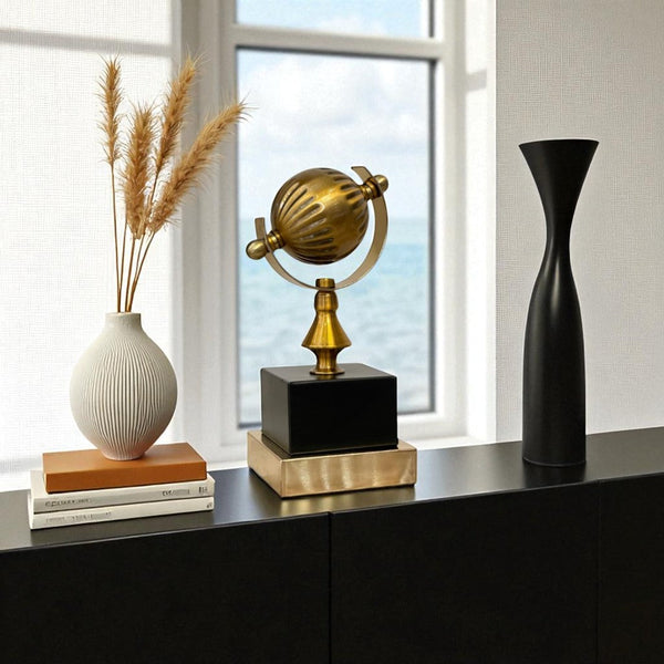 Metallic Brass Rotating Globe Decor