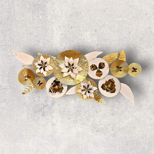 White Floral Stainless Steel Wall Motive Art