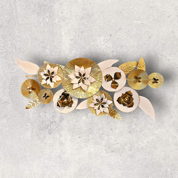 White Floral Stainless Steel Wall Motive Art