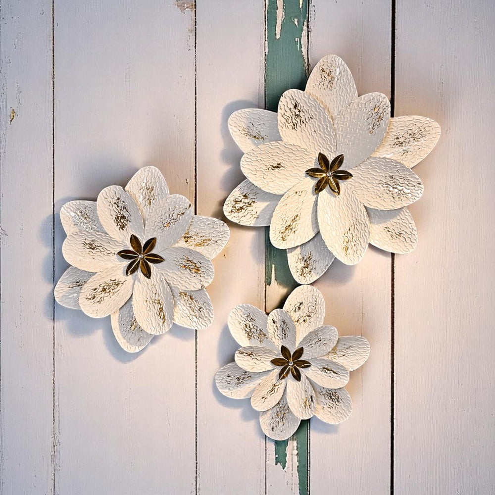 White Lotus Metallic Wall Art