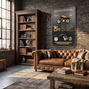 Vintage Motorcycle Wall Frame Clock
