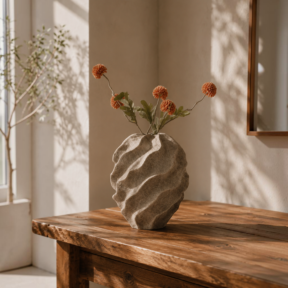 Wavy Textured Ceramic Table Vase
