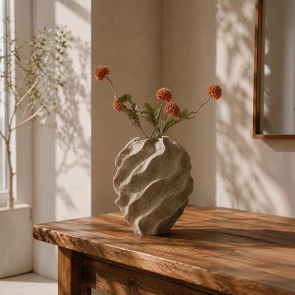 Wavy Textured Ceramic Table Vase