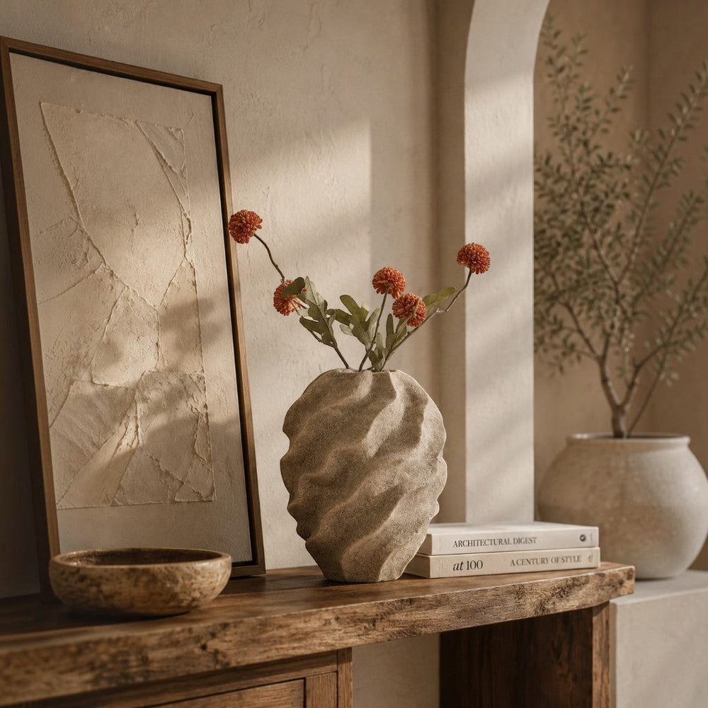 Wavy Textured Ceramic Table Vase