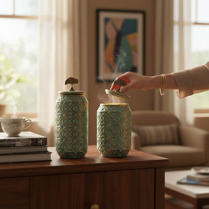 Vintage Pattern Decorative Jars (Pair)