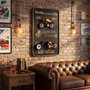 Vintage Motorcycle Wall Frame Clock