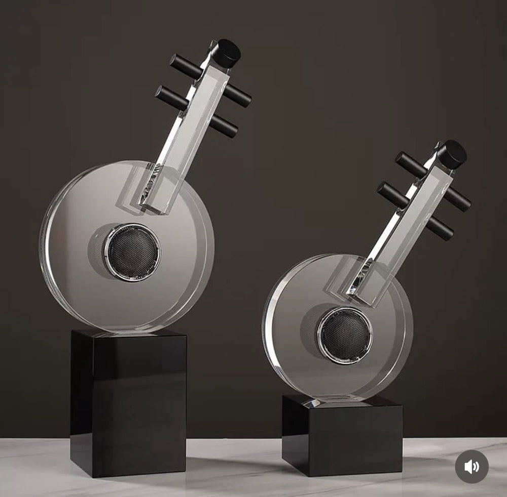 Modern Circular Crystal Guitar Sculpture