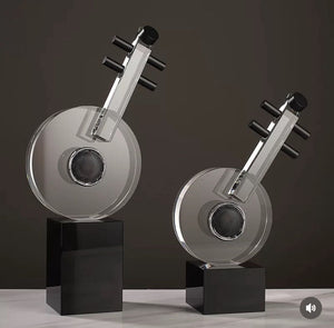 Modern Circular Crystal Guitar Sculpture