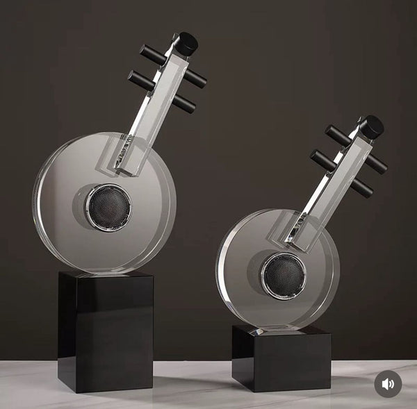 Modern Circular Crystal Guitar Sculpture