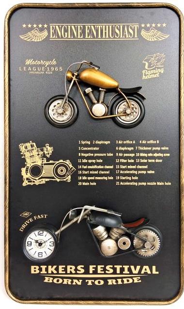 Vintage Motorcycle Wall Frame Clock