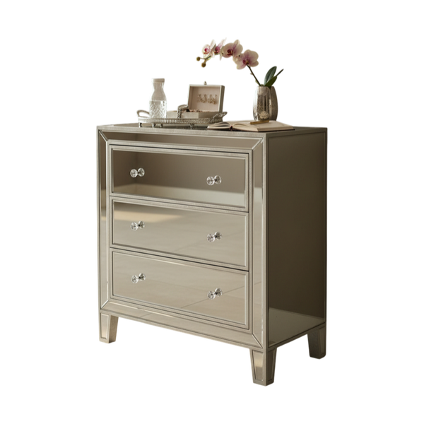 Silver Aura Reflective Accent Side Table