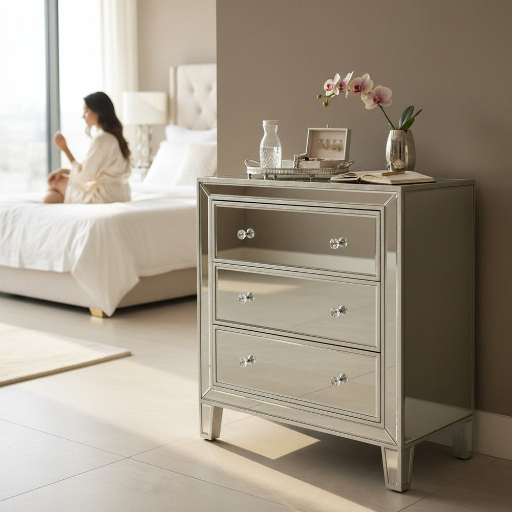 Silver Aura Reflective Accent Side Table