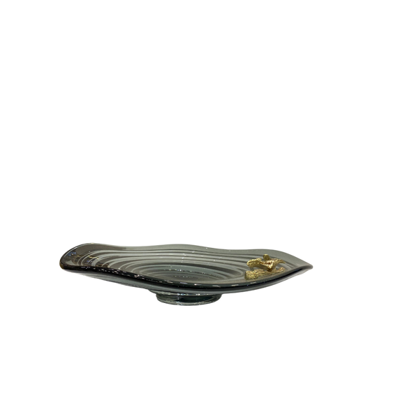 Heavy Grey Italian Glass Bowl