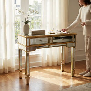 Grand Aurora Modern Mirror Storage Console Table