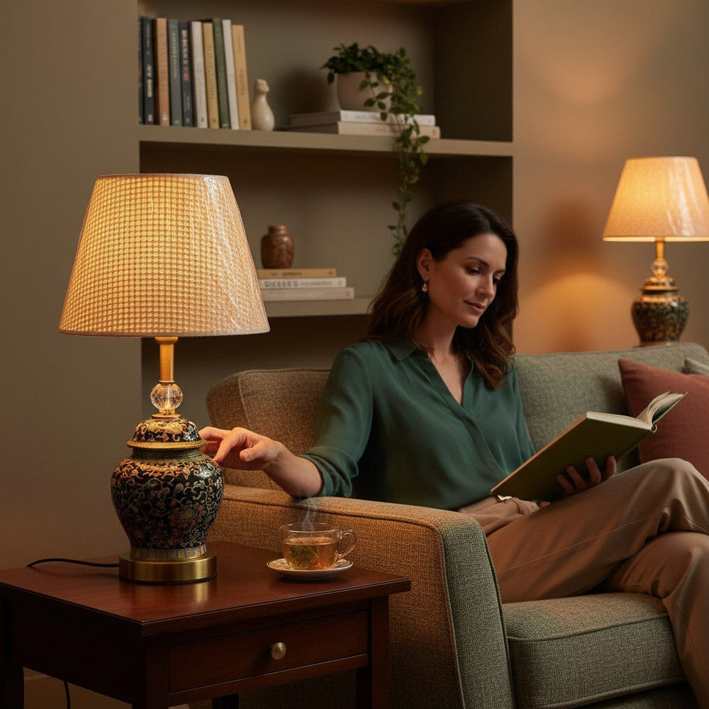 Timeless Amber Glow Vintage Ceramic  Table Lamp