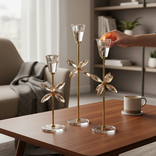 Crystal Bloom Lotus Candle Stand