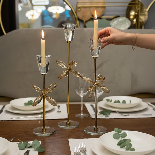 Crystal Bloom Lotus Candle Stand