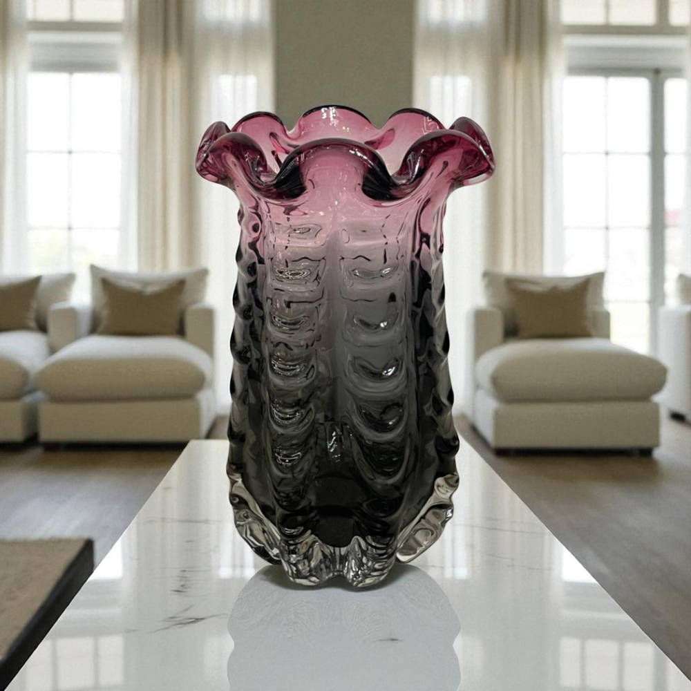 Ombre Art Thistle Glass Vase