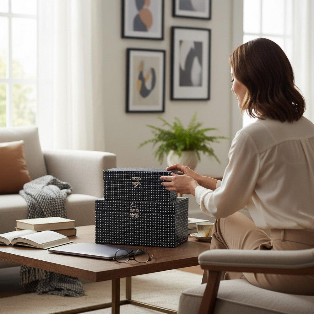 Regal Diamond Weave Storage Box Duo