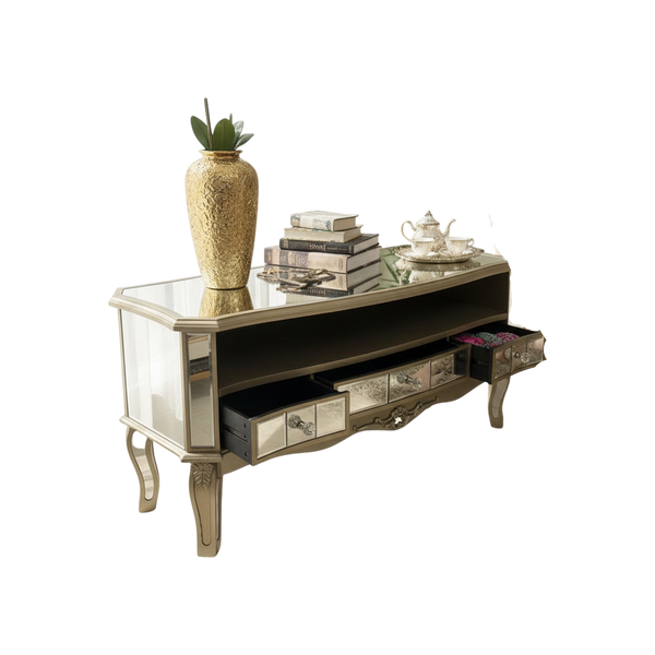 Silver Crest Contemporary Mirrored Sideboard Table