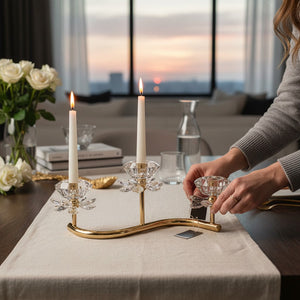 Elegant Floral Crystal Triple Candle Stand