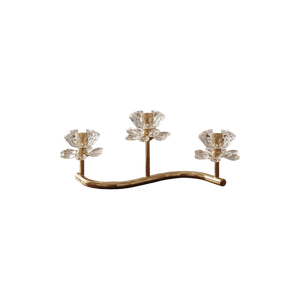 Elegant Floral Crystal Triple Candle Stand