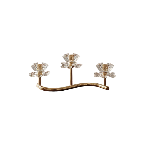 Elegant Floral Crystal Triple Candle Stand