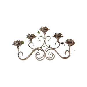 Vintage Floral Metal Candle Holder - Silver (5in1)