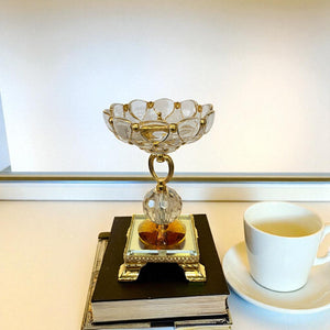 Three-Piece Gilded Crystal Pedestal Bowls