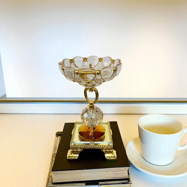 Three-Piece Gilded Crystal Pedestal Bowls