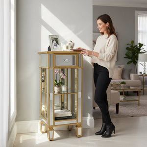 Imperial Glow Mirrored Accent Side Table