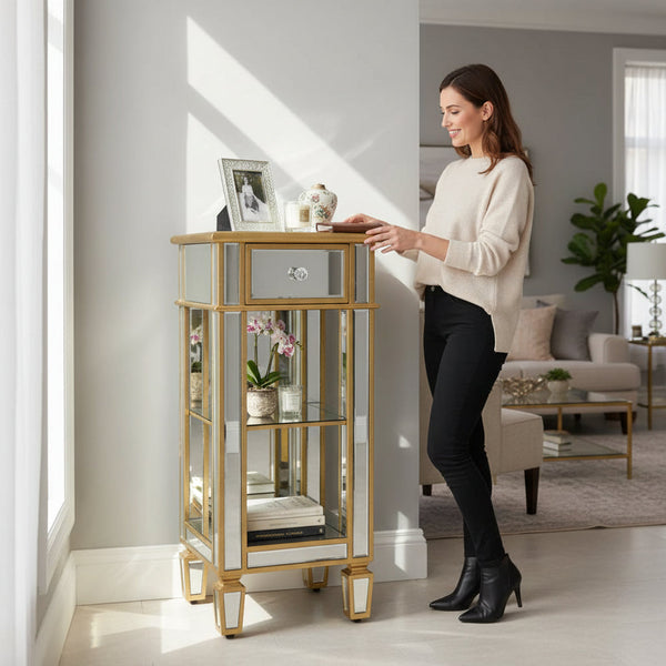 Imperial Glow Mirrored Accent Side Table
