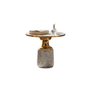 Contemporary Metallic Coffee Table with Marble Top