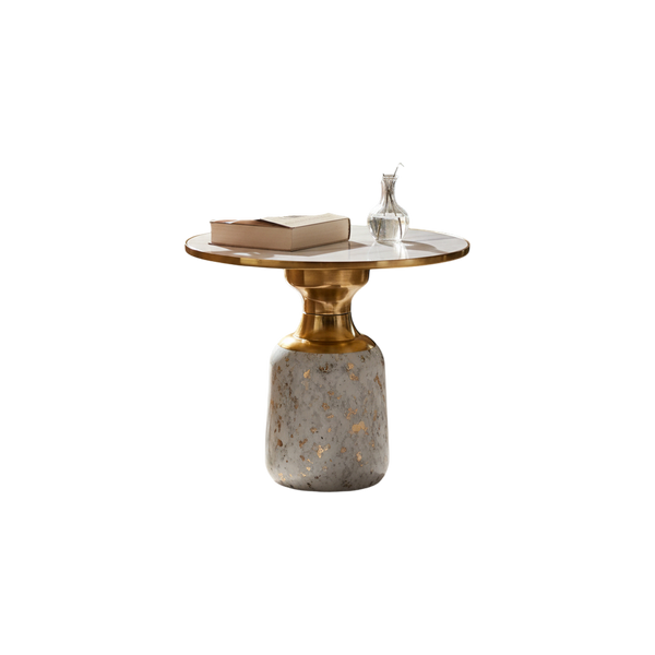 Contemporary Metallic Coffee Table with Marble Top