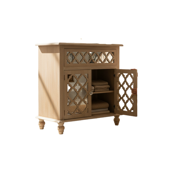 Nova Shine Contemporary Mirror Side Cabinet