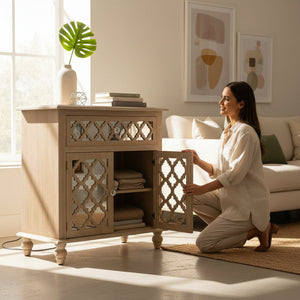 Nova Shine Contemporary Mirror Side Cabinet