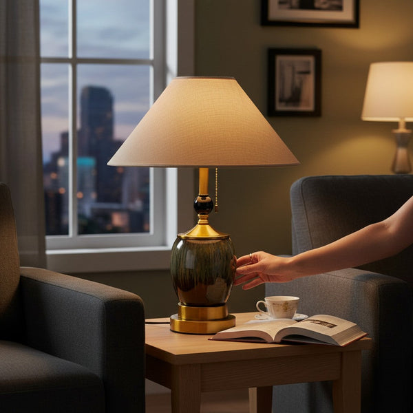 Vintage Amber Glow Ceramic Table Lamp