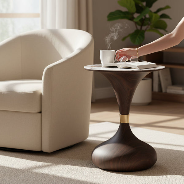 Modern Metallic Marble Top Side Coffee Table