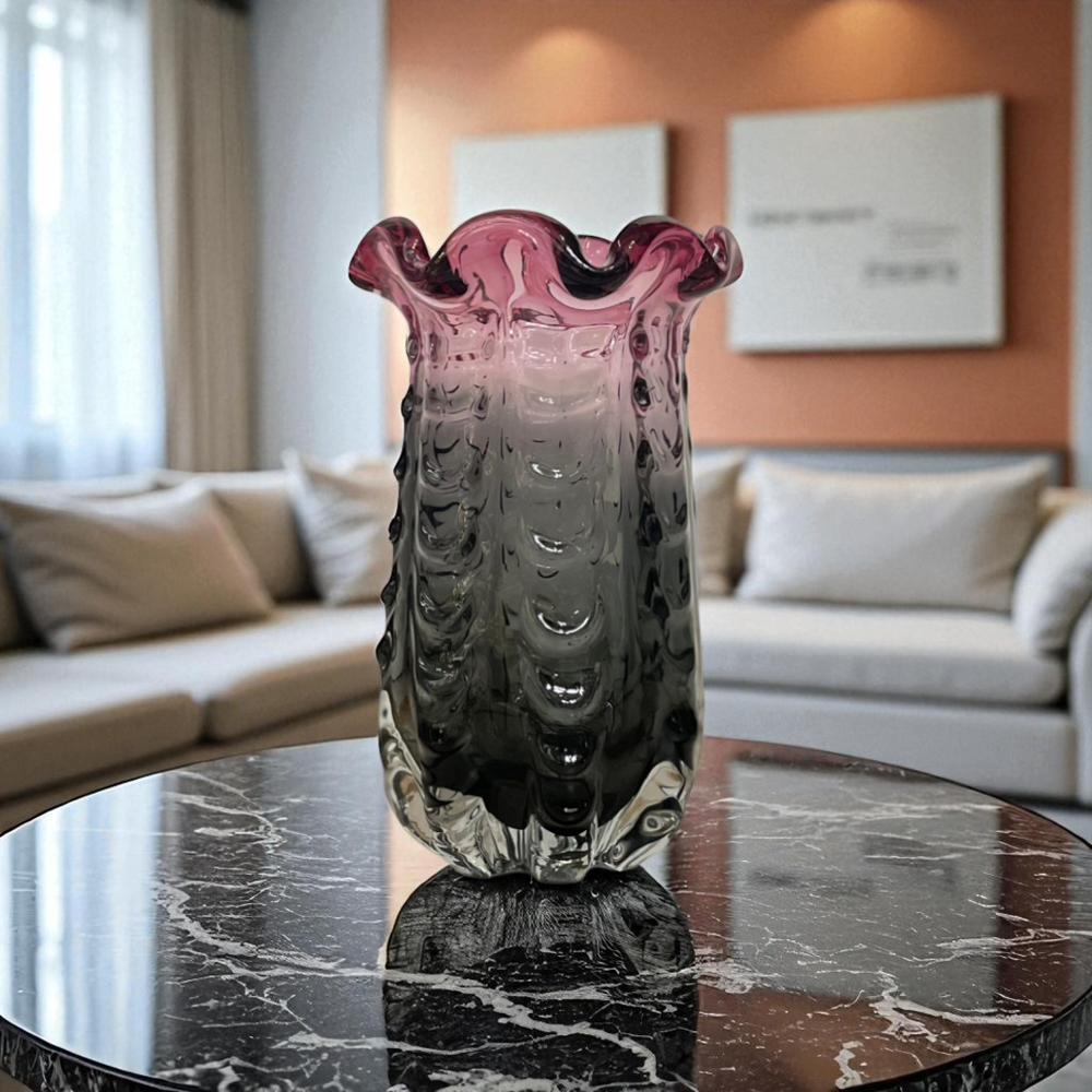 Ombre Art Thistle Glass Vase